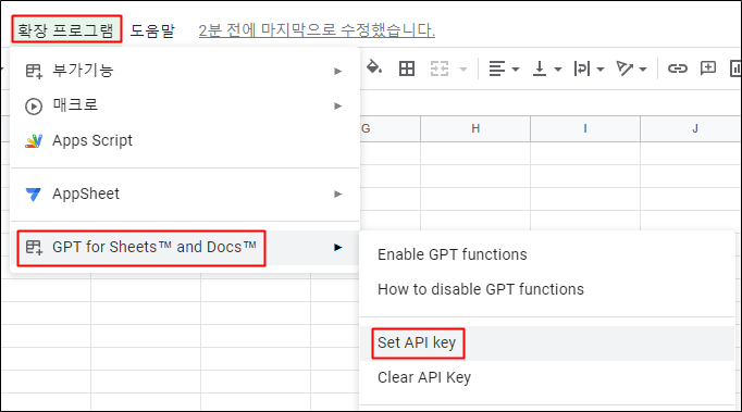 API Key 입력