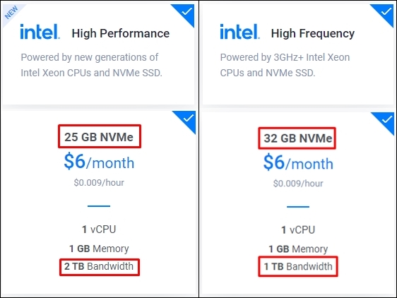 새로운 CPU(좌) / 기존 CPU(우) 선택시 차이